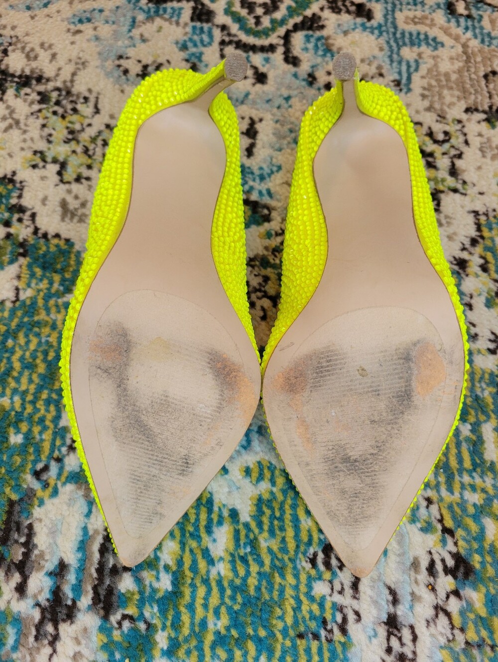 Steve Madden Daisie Rhinestone Stiletto Pumps In Citron Yellow, Size Womens 8.5 - Picture 6 of 7